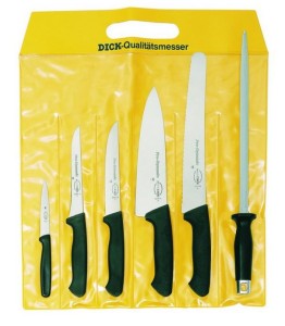 Zestaw PIĘCIU noży kuchennych z ostrzałką DICK Pro Dynamic No 8510000 CZARNE